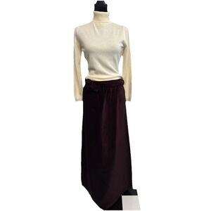 Vintage Velvet Burgundy Maxi Skirt Womens 7/8 Belt Gothic Vampire Witchy Boho